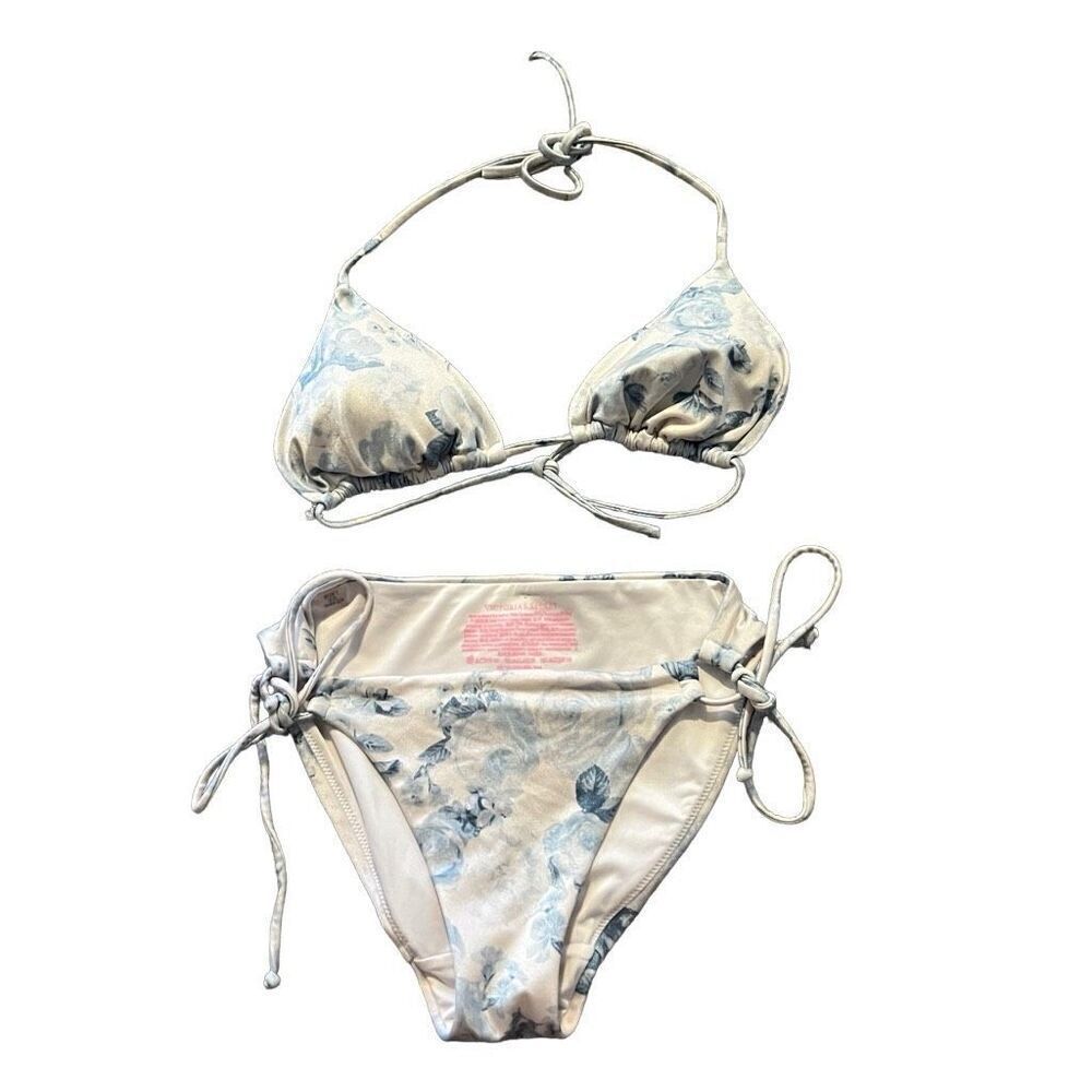 Victoria Secret White & Blue Floral Two Piece Bikini Size Xs